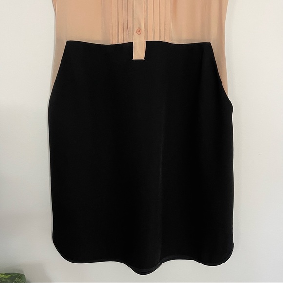 Rebecca Taylor 100% Silk Colorblock Shirtdress 4 Blush/Black - Picture 8 of 9
